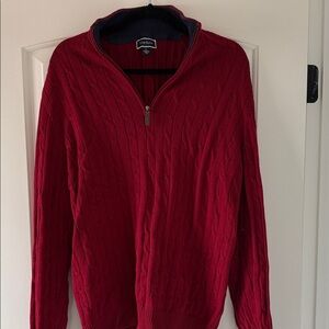 Club Room Men's Red Cable Knit Zip-Up Sweater